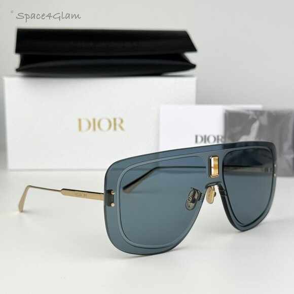 BRAND NEW Dior ULTRADIOR MU B0B0 Gold Blue Unisex Mask Sunglasses - Picture 3 of 12